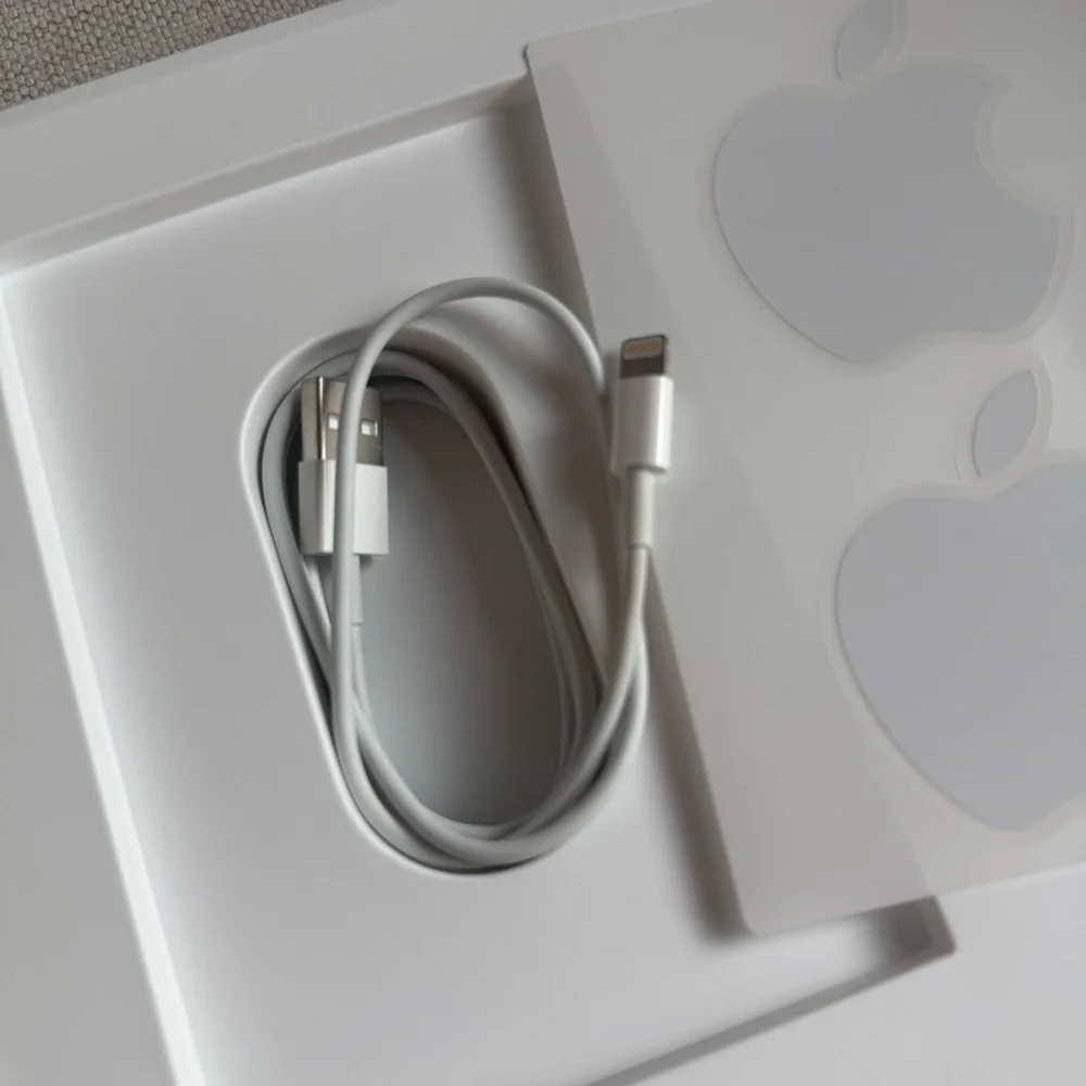 Apple White USB to Lightning Cable, Power Adapter & Logo Stickers NWT